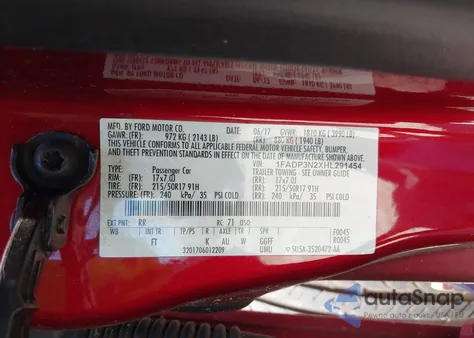 2017 Ford Focus Titanium z USA, uszkodzony, nr VIN 1FADP3N2XHL291454